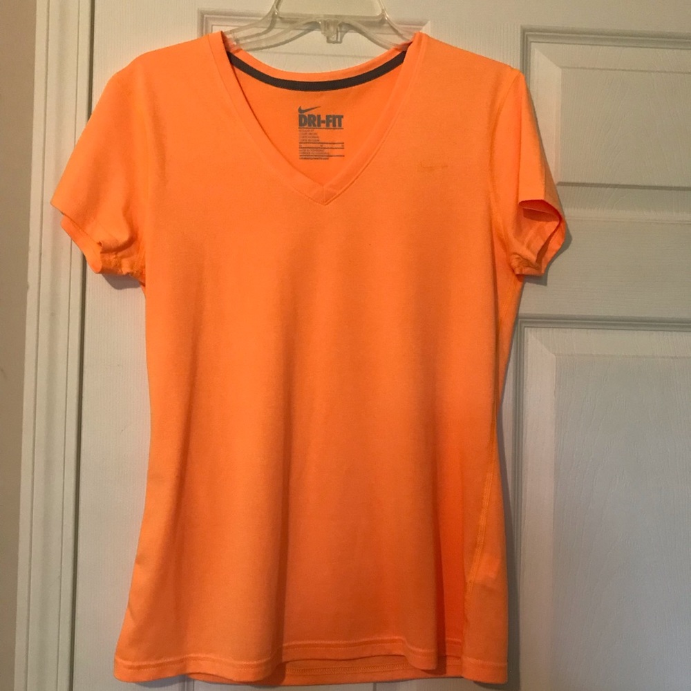Orange Nike Dri-Fit V Neck t-shirt women’s medium NWOT